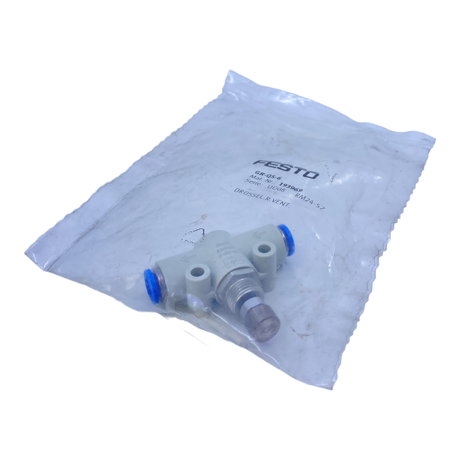 Festo GR-QS-8 Throttle Check Valve 193969 0.2 to 10 bar