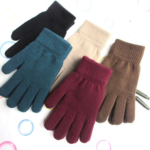 Gants Tricotés Chauds Pour Hommes Et Femmes Mitaines Solides Extensibles F - Photo 1/27