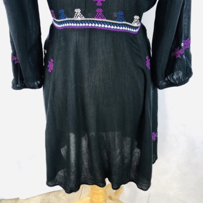 Free People Embroidered Peasant Long Sleeve Boho Dress Embroidered Tunic  Top SP | eBay