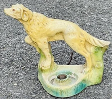 Charming 1950s Figural Chalkware TV Lamp. Irish Setter Bird Hunting Dog On Point