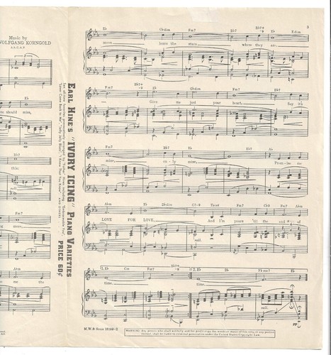ERROL FLYNN & IDA LUPINO Sheet Music LOVE FOR LOVE from ESCAPE ME NEVER 1942 - Picture 3 of 4