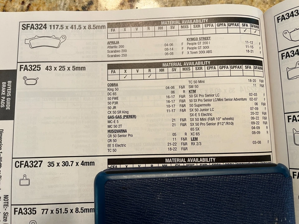 Pastillas de freno EBC # FA325X COBRA KTM GAS HUSKY LEM 2003-2022   Foto 3 de 3