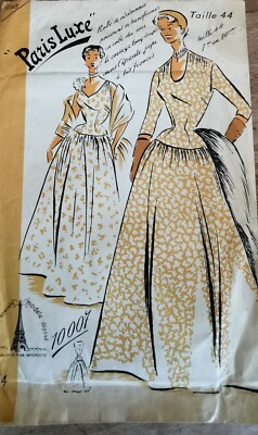 Patron De Robe Vintage Paris Luxe - Taille 44 - Ancien, Scellé, Jamais Utilisé - Occasion Rare