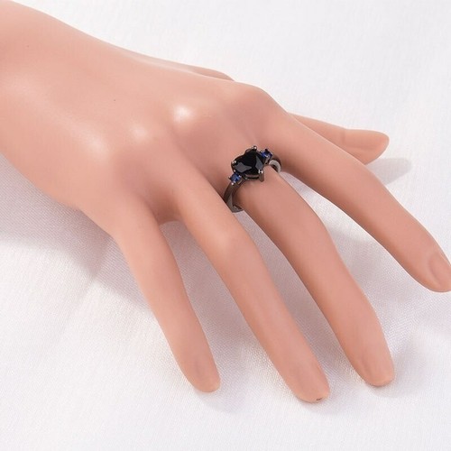 The Vampire Diaries Elena/Damon Blue Sapphire, Black Onyx, Tungsten Plated Ring - Picture 34 of 85