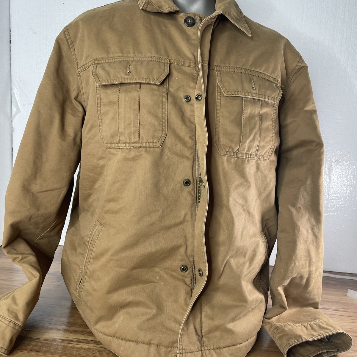Old Navy Jacket Size XXL Fall Khaki fur lined Utility Field Mens