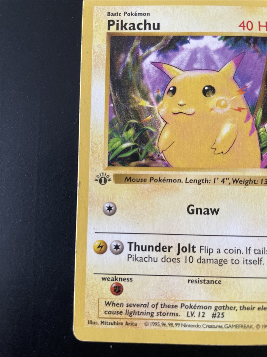 Pikachu Base Set Pokemon Card Yellow Cheeks Shadowless 1st