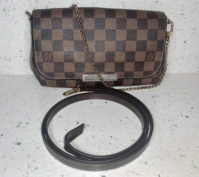 Gorgeous Authentic Louis Vuitton Damier Ebene Favorite PM Crossbody Bag