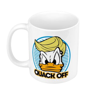 Tasse Keramik Becher Donald Trump - Quack Off Film Ablenkung Parodie Präsident