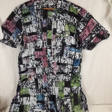 Mazino Made in Nigeria Short Sleeved Isiagu Top Multi Colored Pink Black Green