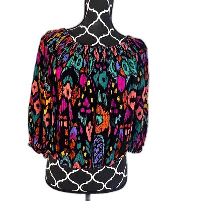 Christian Siriano Bold Colorful Maximal Print Crop Top Size LG Artsy Streetwear