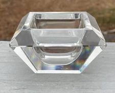 Mid-Century Retro Vintage Crystal Master Open Salt Cellar Clear Modern Stand