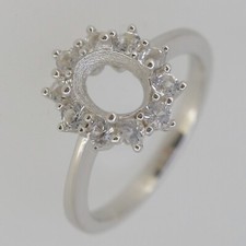 Sterling Silver Semi Mount Ring Setting Oval OV 8x6mm Halo Topaz or Moissanite