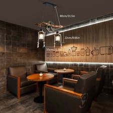 Rustic Wood Chandelier Farmhouse Loft Retro Pendant Light Ceiling Fixture Lamp