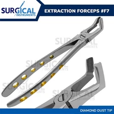 Heavy Duty Extraction Forceps #F7 Gold Hollow Python Grip Handle German Grade