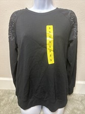 Gloria Vanderbilt Ladies' Black Lace Sweatshirt Size Small