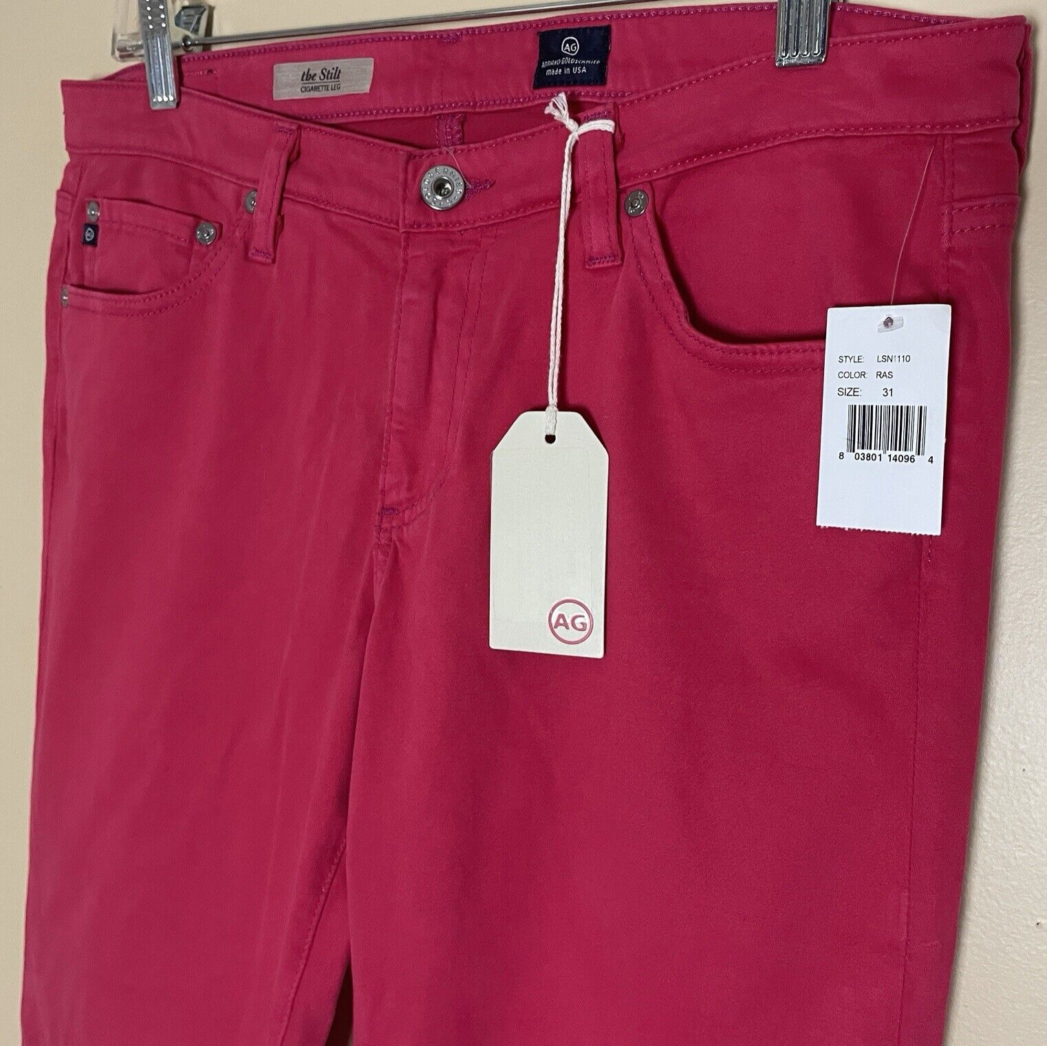 AG Adriano Goldschmied Stilt Cigarette Jean Women's 31 Raspberry Pink Skinny NWT thumbnail 6