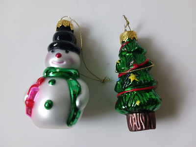 Jordan Mark small vintage glass santa and tree ornaments 3.5 inches tall