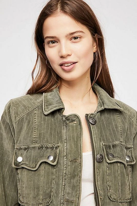 Chaqueta Free People Nueva Con Etiquetas Talla XS Verde Charlie Otoño Nuevo Abrigo Cordón Suave NUEVO Foto 4 de 4