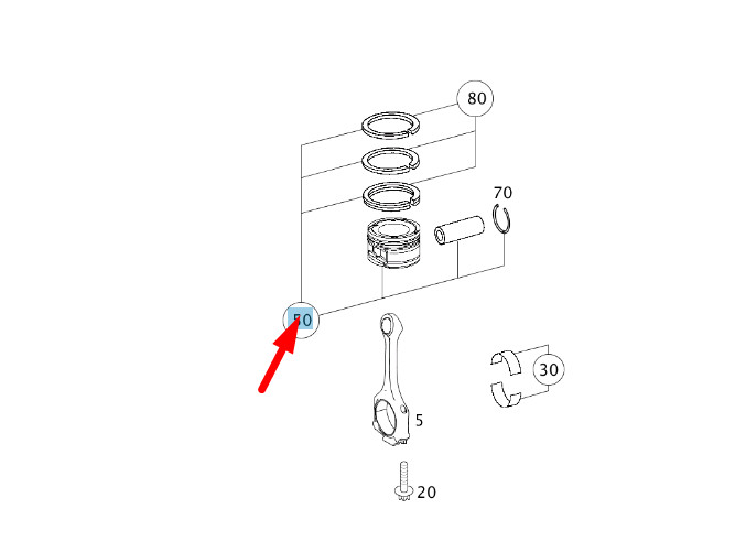 Piston droit du moteur Mercedes-Benz ML W166 A2760305217