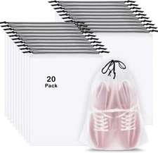 8/20 Pack Shoe Bags for Travel, 15.7" X 11.8" Clear Travel Shoe Bags for Packing