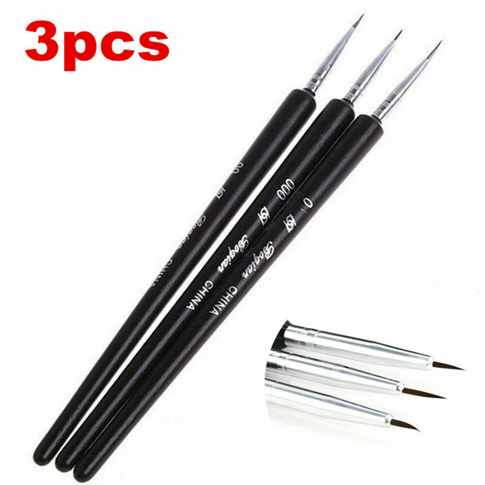 3PCS Black Nail Art Pen Dotting Painting Drawing UV Gel Liner Polish