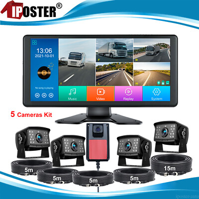 5CH Quad Monitor DVR 360 Backup camera 12-24V For