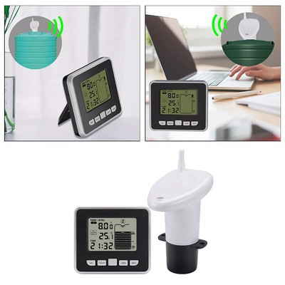 Wireless Ultrasonic Water Tank Liquid Level Meter Sensor Temperature Time Alarm