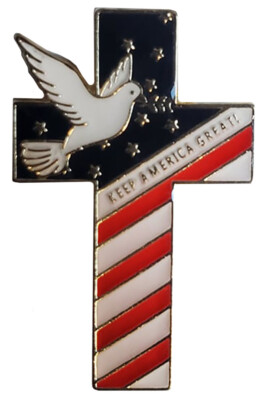 USA Cross Dove Trump Keep America Great! Motorcycle Hat Cap Lapel Pin