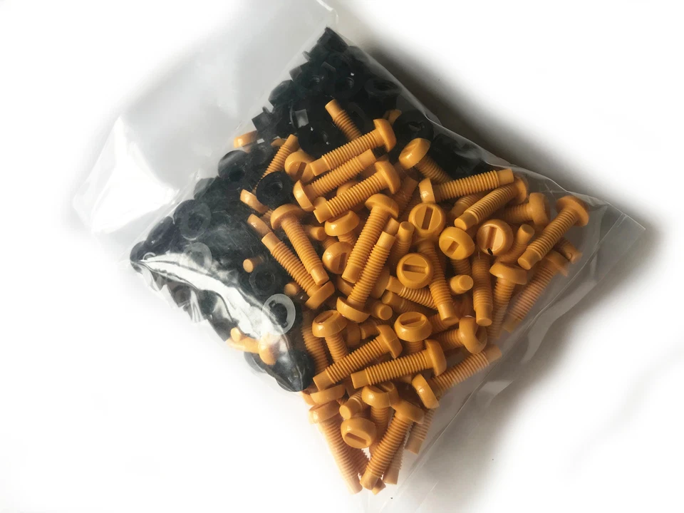 ASC 100 pk of NUMBER PLATE PLASTIC SCREWS yellow FREE P&P