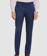  96 Calvin Klein Men's Blue Solid Slim-Fit Flat Front Dress Pants Size 40W 32L