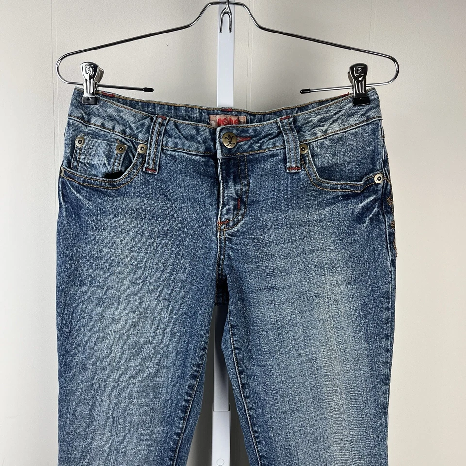 Vintage NoBo No Boundaries Denim Jeans Juniors Size 7 Bootcut Y2K Embroidered - Image 2 of 4
