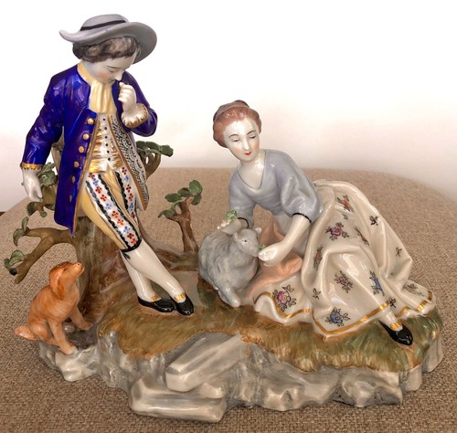 1960 Dresden Porcelain Figurine Couple Fr Horchst 18 Century Mold By JP Melchior - Picture 5 of 23