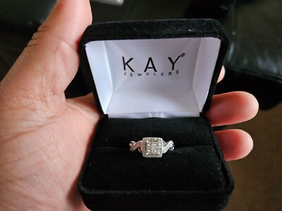 Elegant 14WG Diamond Engagement Ring Wedding Band