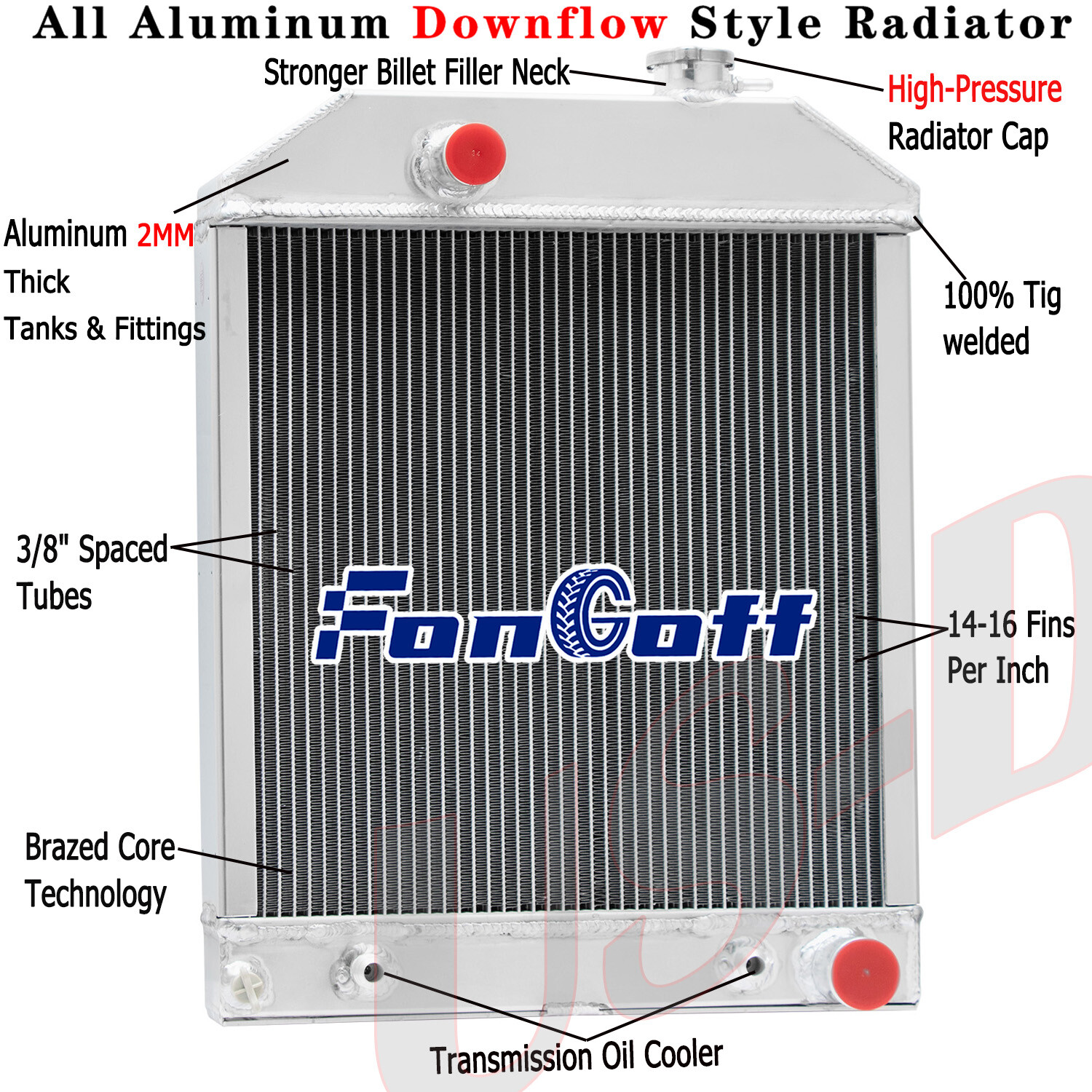 Aluminum Radiator For Ford 55 445C 535 545 4500 5000 5200 5600 6600C D3NN8005SB