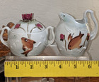 Hard to Find Vintage HAND PAINTED KOI FISH LILY PAD SUGAR & CREAMER Hand Painted — photo 3