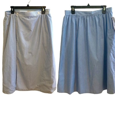 Reversible Vintage JANTZEN Size 34 A-Line Striped Blue Midi Skirt Modest