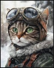 Cat-Pilot 3 - DIY Chart Counted Cross Stitch Patterns Needlework DMC Color