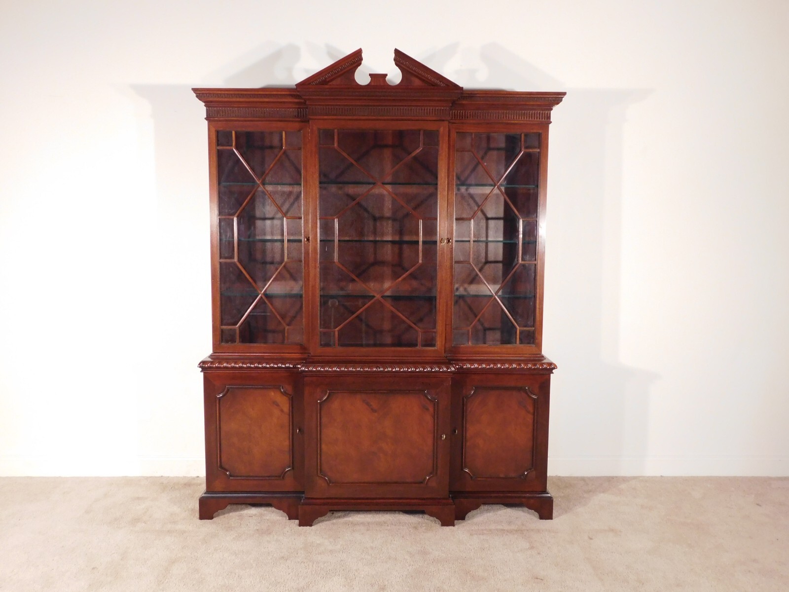 VINTAGE Baker Furniture Historic Charleston Mahogany Breakfront China