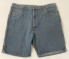 Wrangler Mens Size 42 Blue Flat Front Carpenter Workwear Denim Shorts Cotton