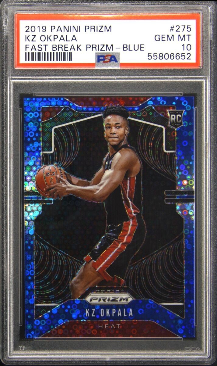 2019-20 Panini Prizm Fast Break Blue Prizm SP/175 KZ Okpala #275 Rookie RC PSA10