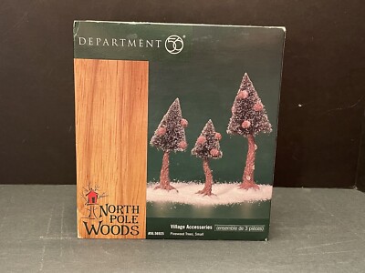 Set of 3 Small PINEWOOD TREES Dept 56 North Pole Woods w/ Box