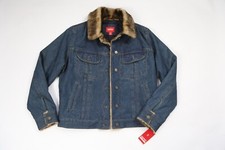 Vintage Esprit Insulated Dark Denim Faux Fur Jacket Coat Women's Small Nwt