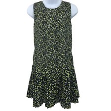 Loft Womens Dress Size 0 Abstract Animal Print Drop Waist Pleated Hem Sleeveless