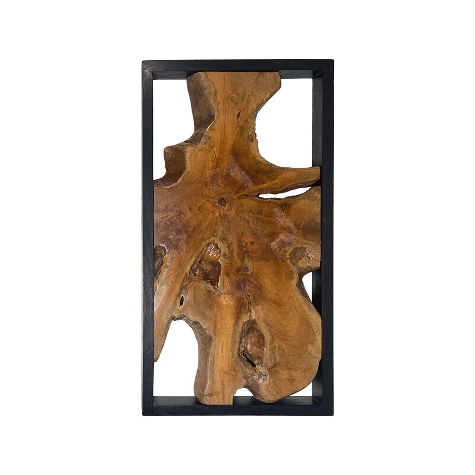 Decoración de pared rústica de madera de teca 17""x 31,5"" decoración de arte de pared borde vivo de granja Foto 2 de 4