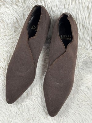 Stuart Weitzman Boots Womens Size 8 Brown Ankle Booties Block Heel Pointed Toe