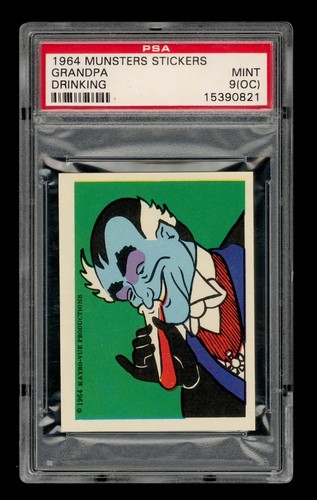 1964 Munsters Stickers Set-Break Grandpa Drinking PSA 9 MINT (OC)