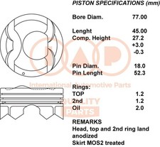 IAP QUALITY PARTS 100-07100 Kolben für HYUNDAI Tucson (TL, TLE) für KIA SPORTAGE