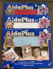 Zweigart Aida Plus 14 Count Cross Stitch Fabric Lot 3 White Red  Light Blue