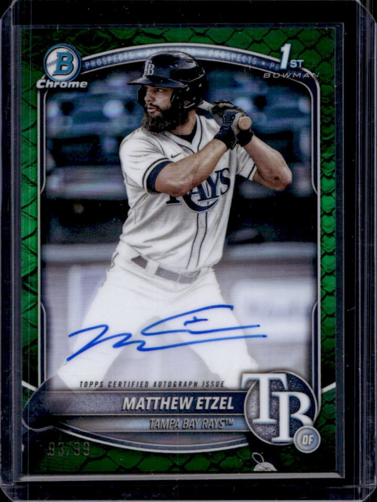 2025 Bowman Chrome Matthew Etzel Auto Reptilian Green Refractor 1st #93/99