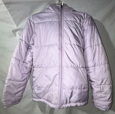 Columbia Girls Purple reversible puffer coat w/pockets  hood size XL 18-20 FLAW